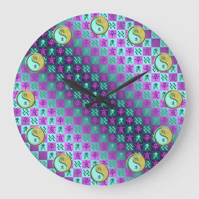 Aquarius & Metal Boar Large Clock (Front)