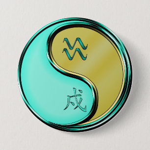 Aquarius & Metal Dog 7.5 Cm Round Badge