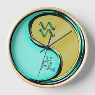 Aquarius & Metal Dog Clock