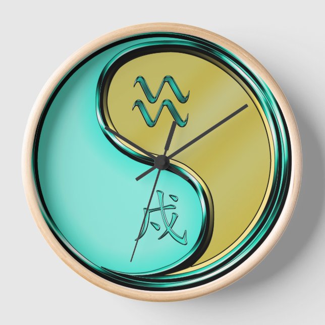 Aquarius & Metal Dog Clock (Front)