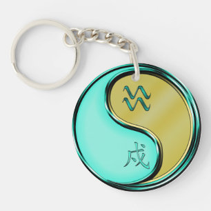 Aquarius & Metal Dog Key Ring