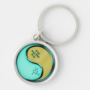 Aquarius & Metal Dog Key Ring