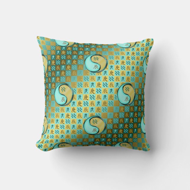 Aquarius & Metal Dragon Cushion (Front)