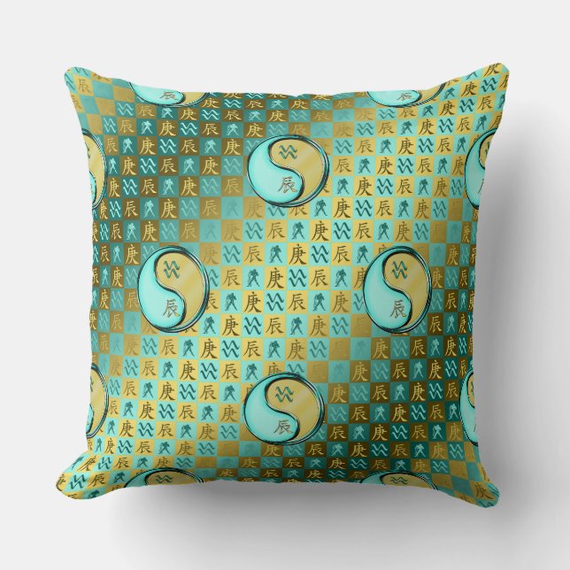Aquarius & Metal Dragon Cushion (Front)