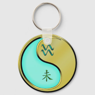 Aquarius & Metal Goat Key Ring