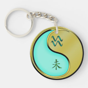 Aquarius & Metal Goat Key Ring