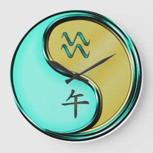 Aquarius & Metal Horse Large Clock