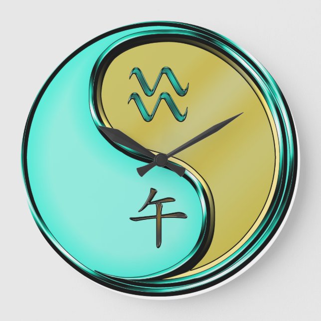Aquarius & Metal Horse Large Clock (Front)