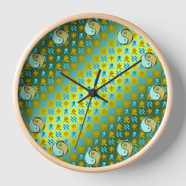 Aquarius & Metal Monkey Clock (Front)