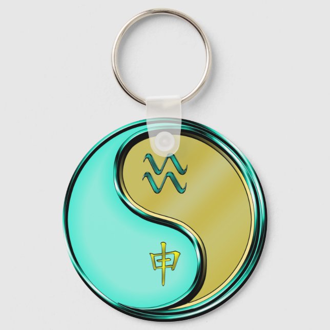 Aquarius & Metal Monkey Key Ring (Front)