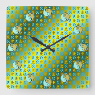 Aquarius & Metal Monkey Square Wall Clock