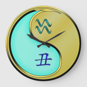 Aquarius & Metal Ox Large Clock