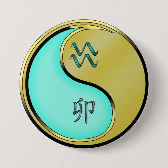 Aquarius & Metal Rabbit 7.5 Cm Round Badge (Front)