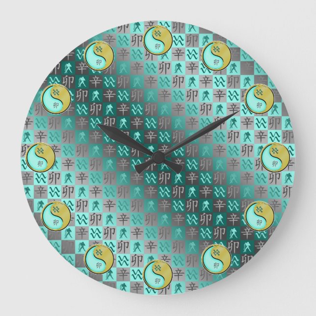 Aquarius & Metal Rabbit Large Clock (Front)