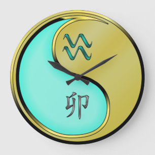 Aquarius & Metal Rabbit Large Clock