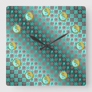 Aquarius & Metal Rabbit Square Wall Clock