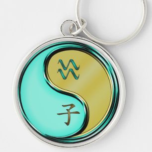 Aquarius & Metal Rat Key Ring