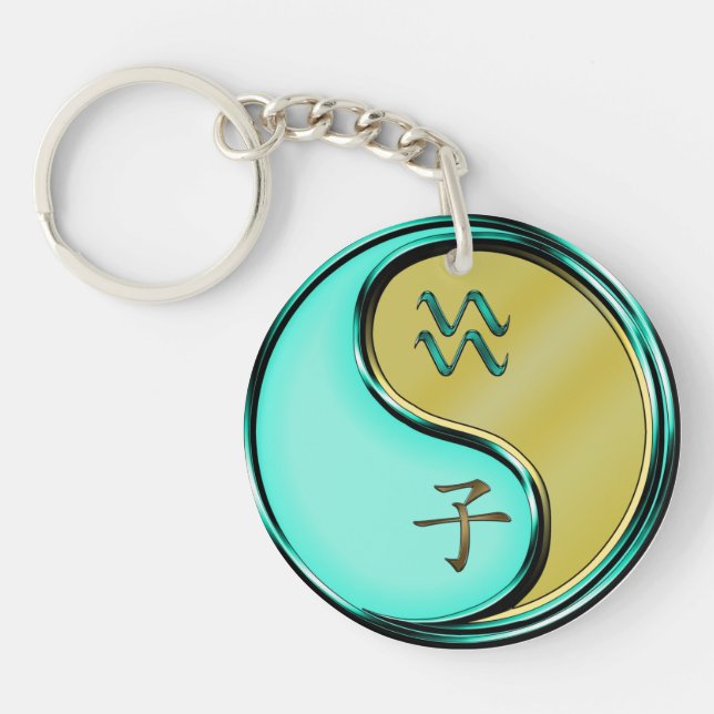 Aquarius & Metal Rat Key Ring (Front)