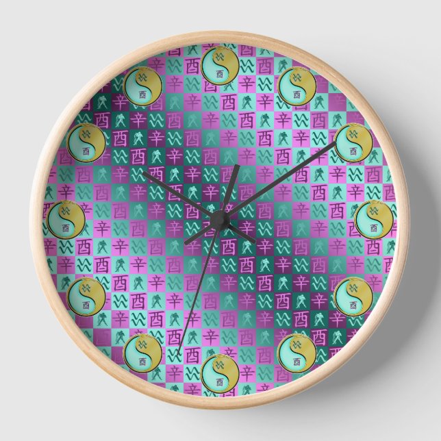 Aquarius & Metal Rooster Clock (Front)