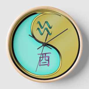 Aquarius & Metal Rooster Clock