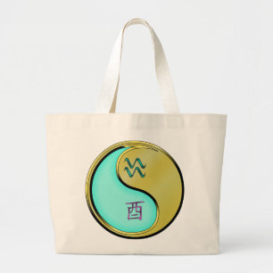 Aquarius & Metal Rooster Large Tote Bag