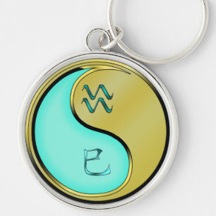 Aquarius & Metal Snake Key Ring