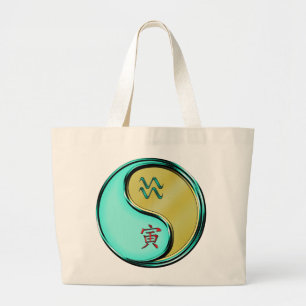 Aquarius & Metal Tiger Large Tote Bag