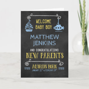 Aquarius New Baby Boy Born Jan 21 to Feb 19 Card