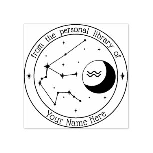 Aquarius Personalised Zodiac Book Stamp