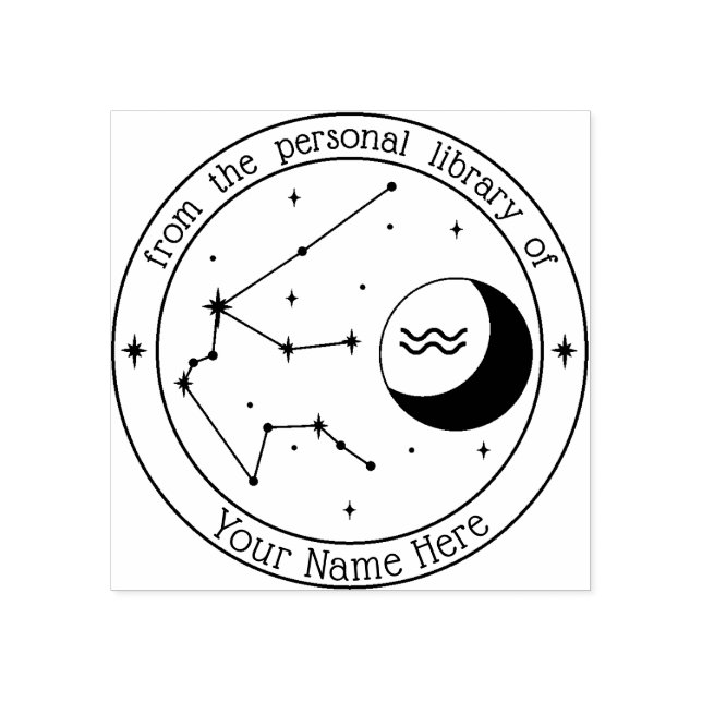 Aquarius Personalised Zodiac Book Stamp (Imprint)
