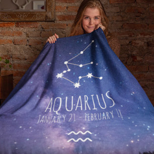 Aquarius Personalised Zodiac Constellation Fleece Blanket
