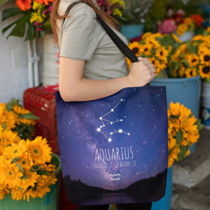 Aquarius   Personalised Zodiac Constellation Tote Bag