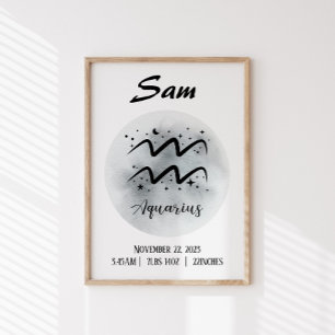 Aquarius Personalised Zodiac Custom name Poster