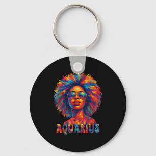Aquarius Queen Afro Art African American Women Zod Key Ring