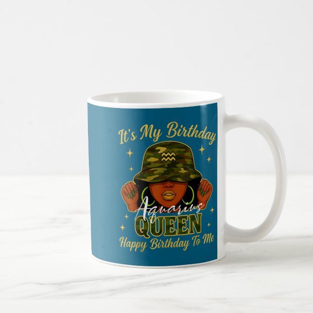 Aquarius Queen Black Woman With Cap Camo It's My B Coffee Mug (Right)