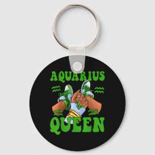 Aquarius Queen Sneakers Nails Zodiac Birthday Key Ring