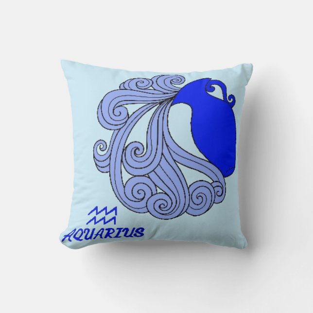 Aquarius  Reversible Throw Pillow (Front)