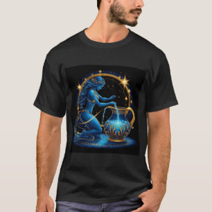 Aquarius Sign Beautiful Digital Illustration T-Shirt