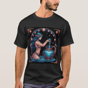Aquarius Sign Beautiful Digital Illustration T-Shirt