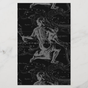 Aquarius Sign Constellation Map by Hevelius Stationery