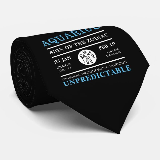 Aquarius Sign of the Zodiac, Astrological Tie (Rolled)