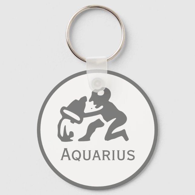 Aquarius Sign of the Zodiac Design Key Ring (Front)