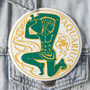 Aquarius Sign of the Zodiac on a 10 Cm Round Badge