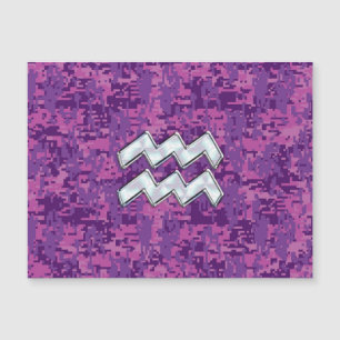 Aquarius Sign on fuchsia pink digital camo