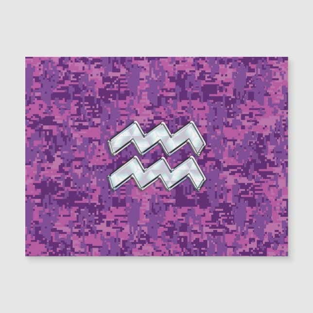 Aquarius Sign on fuchsia pink digital camo (Front)