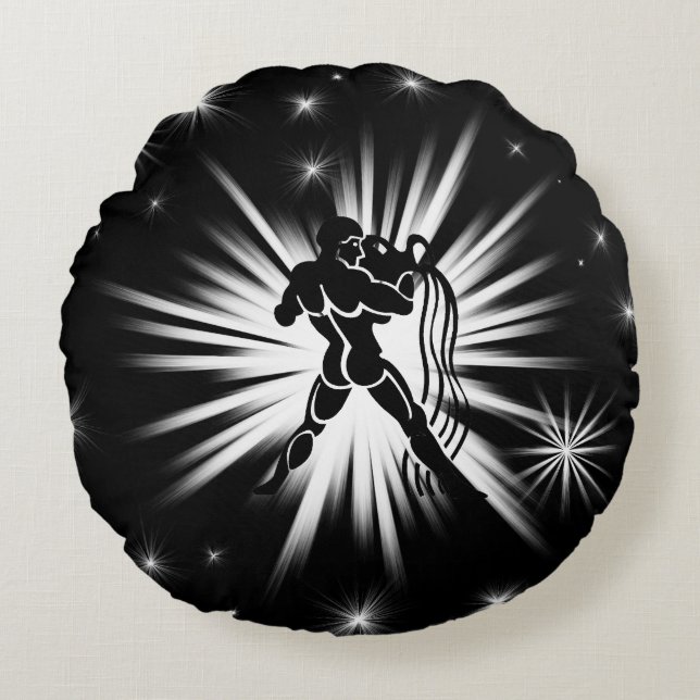 Aquarius sign round cushion (Front)