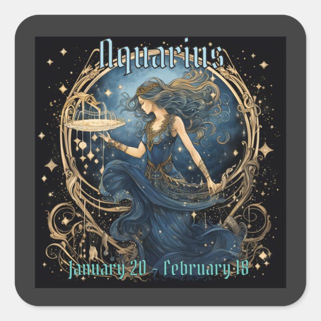 Aquarius  square sticker (Front)