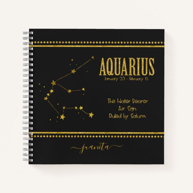 Aquarius Star Sign Notebook (Front)