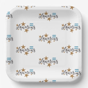 Aquarius Star Sign Paper Plate
