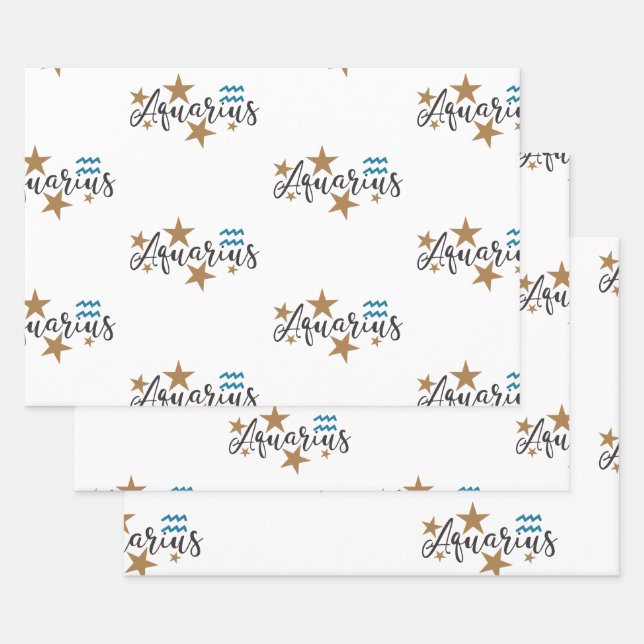Aquarius Star Sign Wrapping Paper  (Set)